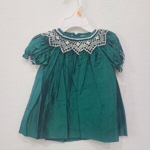Le’Ze Me Baby Girl Swing Dress – Emerald Green White Lace Trim, 3M, Nwt